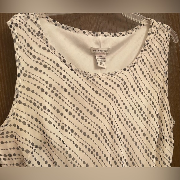 Amanda Lane White with Black Pokadot Layered Sleeveless Dress 18W - Picture 3 of 14